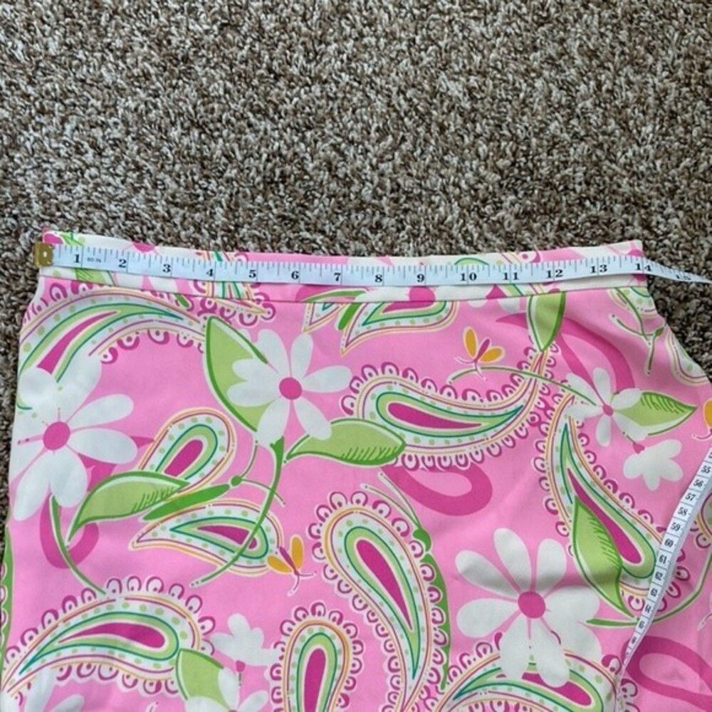 Vintage 80s 90s Lilly Pulitzer Midi Pink Summer Silk Floral Paisley Skirt Size 2 - Picture 11 of 16